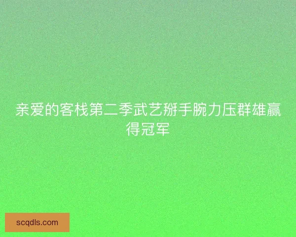 亲爱的客栈第二季武艺掰手腕力压群雄赢得冠军